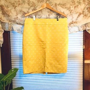 Yellow polka dot pencil skirt, Ann Taylor size 14